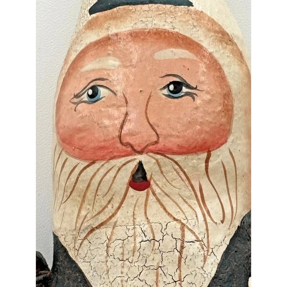 Santa Claus‎ Folk Art Paper Maché Shelf Sitter Primitive Hand Painted Gnome